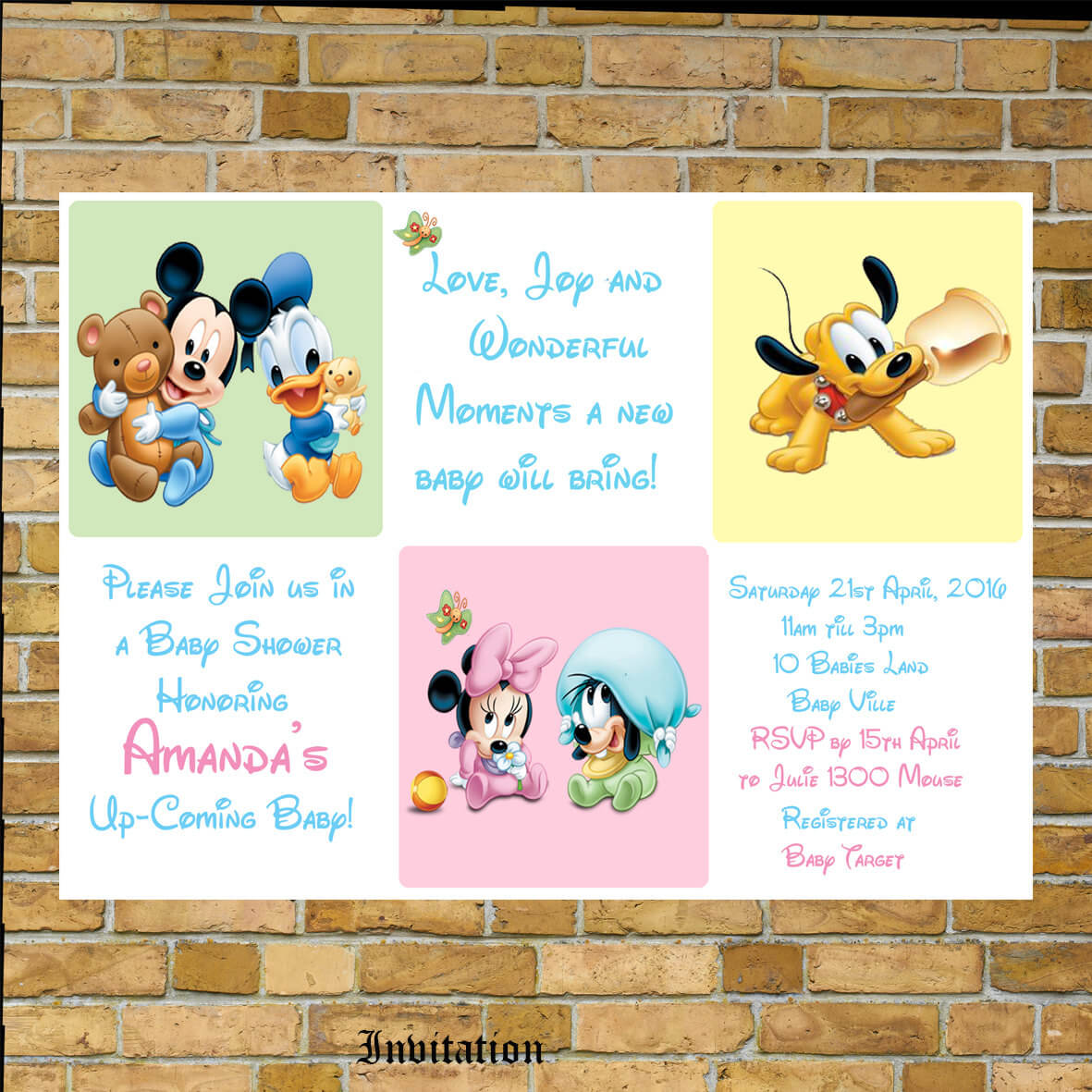 Disney Baby Shower Invitation