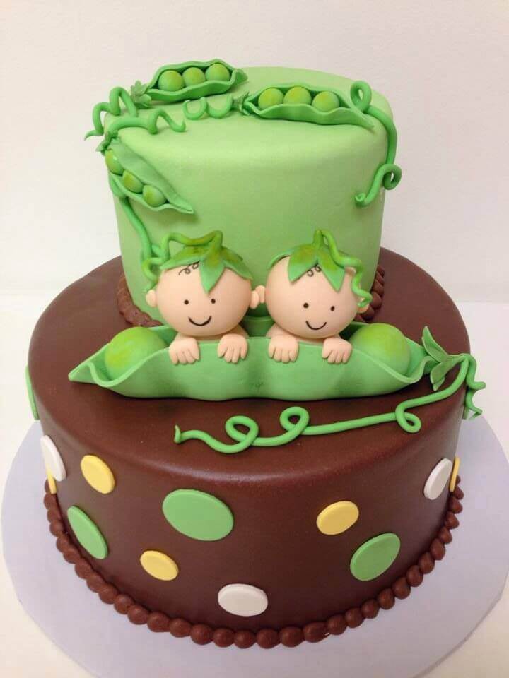 Two peas in a pod baby shower cake