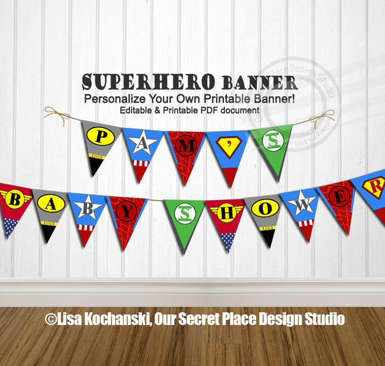 Super hero Baby Shower Banner