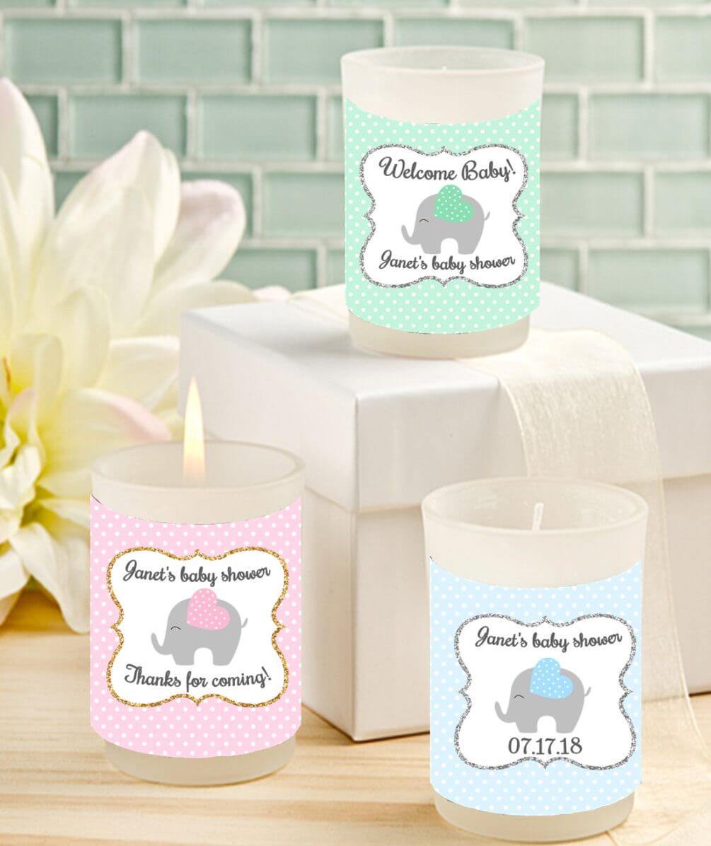 Baby shower candle favors - Elephant Votive candle favors - personalized
