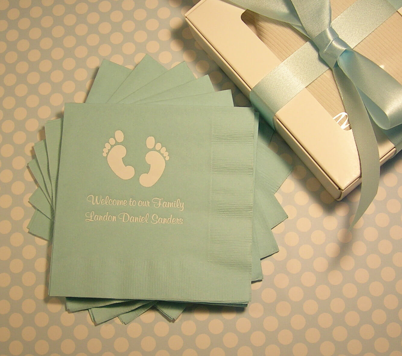 Baby shower napkins personalized baby feet shower napkins