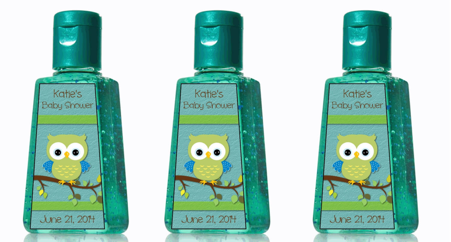 Custom Boy Baby Shower Owl Hand Sanitizer Labels - Favors!!