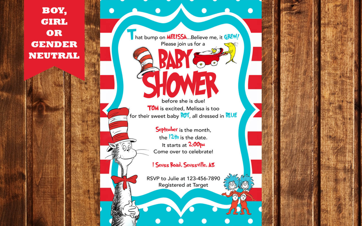 Dr. Seuss Baby Shower Invitation