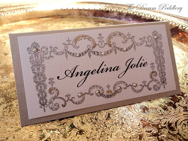 Le Marque-place. Vintage French Framed Place Cards with Pearls and Shimmer