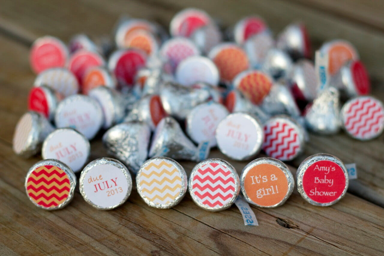 Red and Orange Baby Shower Favor - 88 Hershey Kiss Labels - Stickers for Candy Kisses