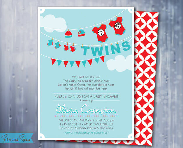 Thing 1 & Thing 2 Baby Shower Invitation