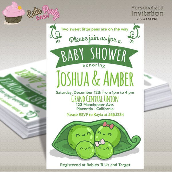 Two Peas in a Pod Baby Shower invitations