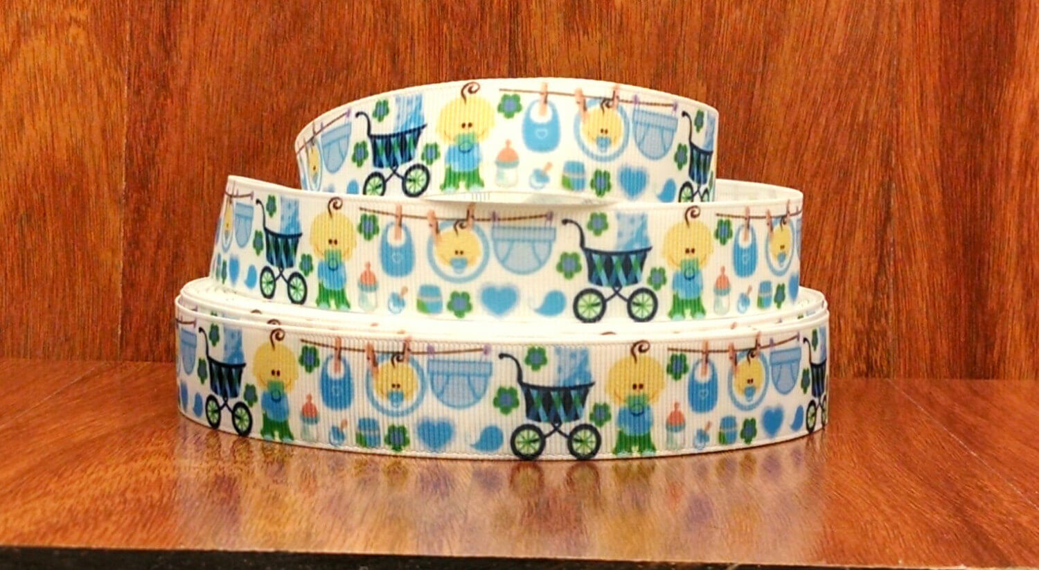 Grosgrain Baby Boy Baby Shower Ribbon 2 yards