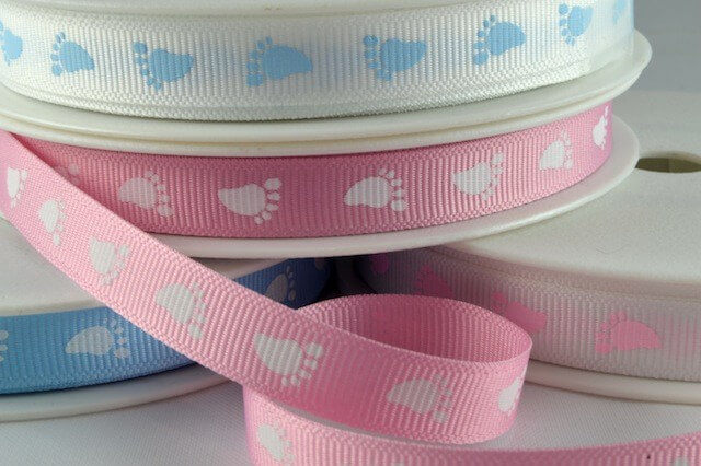 Pink or Blue Baby Feet Ribbon