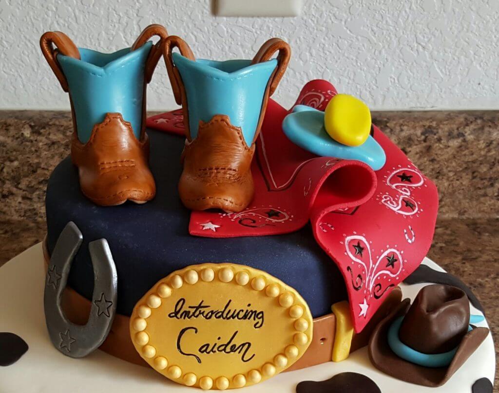 Edible Baby shower western cake topper set