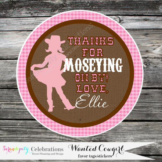 Wanted Cowgirl-Thank You Tag -Gift Tag -Baby Shower