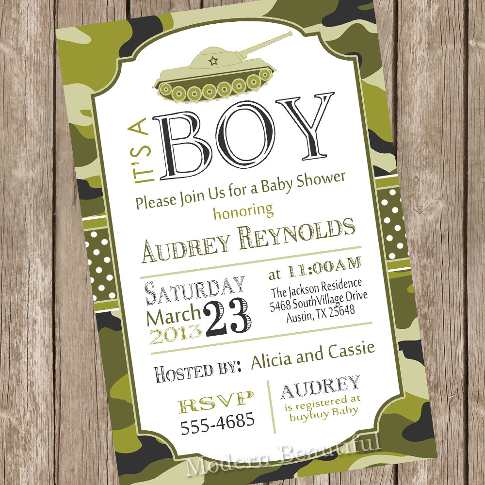 Camo baby shower invitation