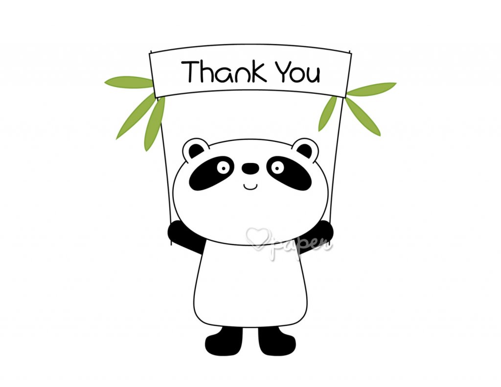 Panda Bear Printed Thank You Cards