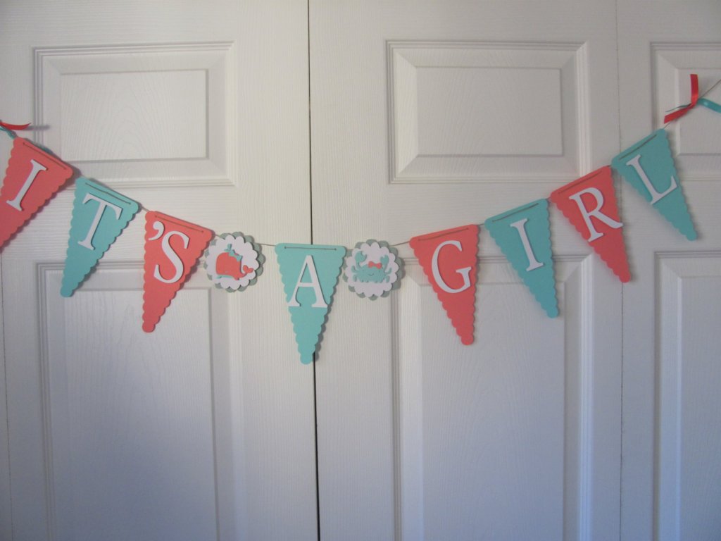 Coral and Turquoise Baby Shower Banner, Baby Shower Decorations, Under the Sea Baby Shower Banner