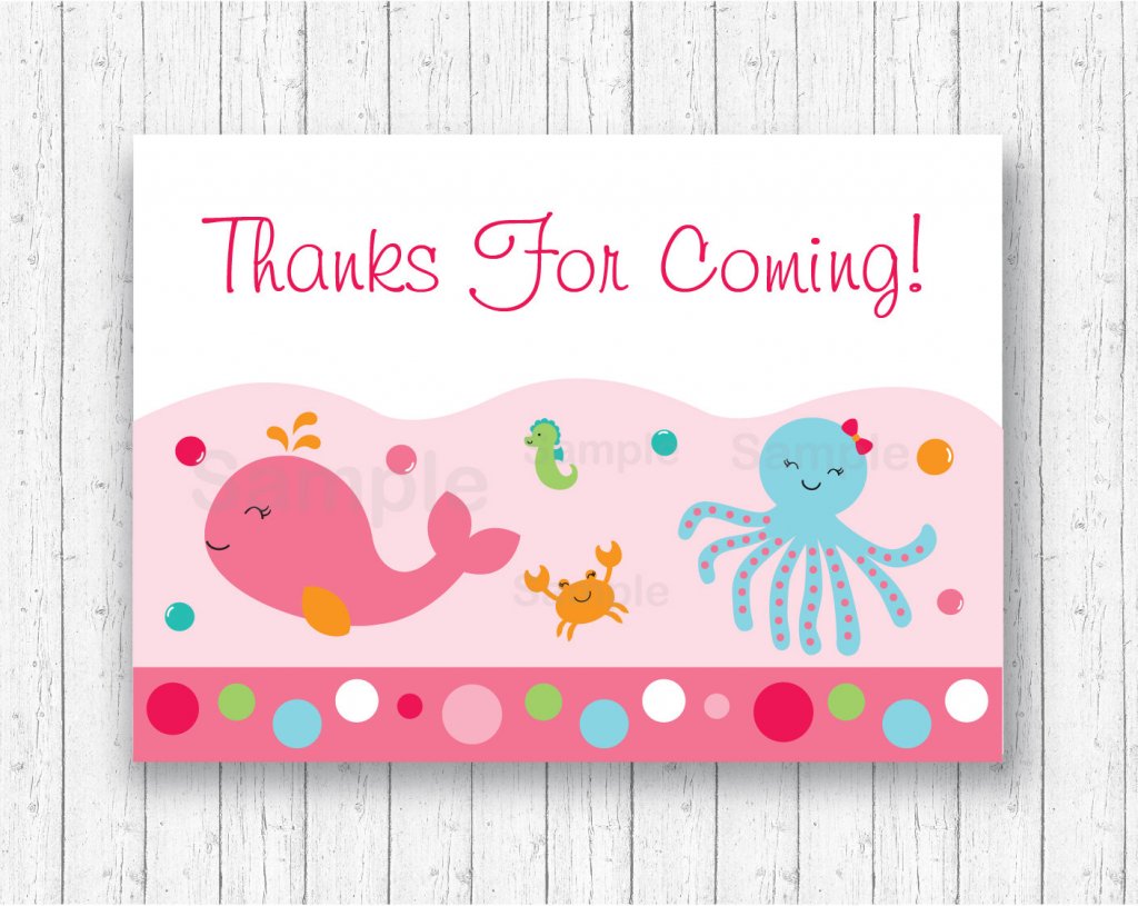 Pink Under The Sea Party Favor Tags / Under The Sea Thank You Tags / Under The Sea Shower / Under The Sea Birthday / INSTANT DOWNLOAD