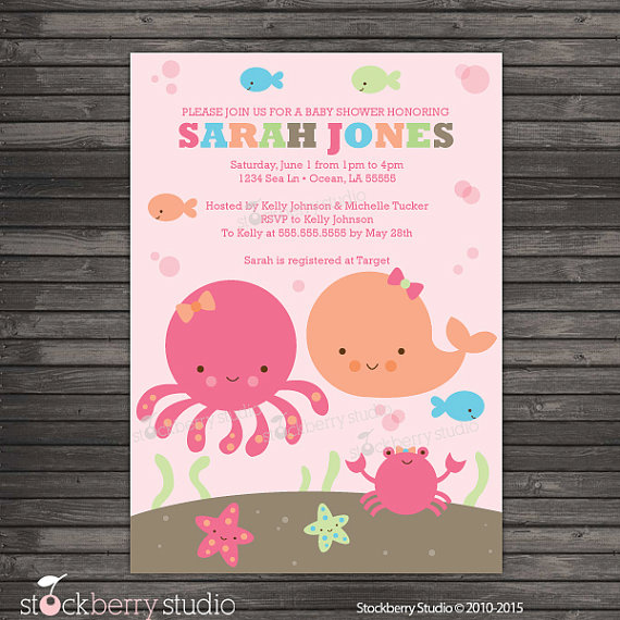 Pink Under the Sea Baby Shower Invitation Printable - Girl Under the Sea Baby Shower Invites - Under The Sea Invitation - Girl Baby Shower