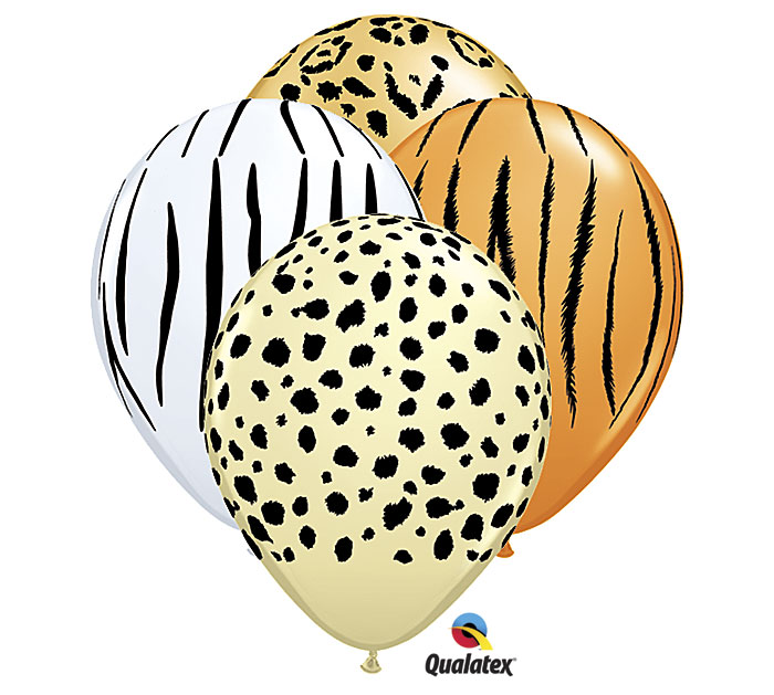 Safari Print Zebra Leopard Tiger Cheetah Print Latex Party Supply Balloons