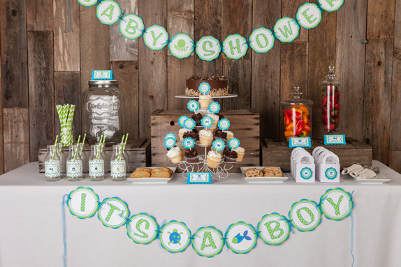 Under the Sea Baby Shower Decorations - IT'S A BOY Baby Shower Banner - Ocean Baby Shower Decorations - Ocean Shower Theme