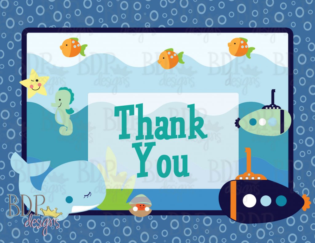 Under the Sea Blue Lagoon Thank you Card (4.25x5.5)