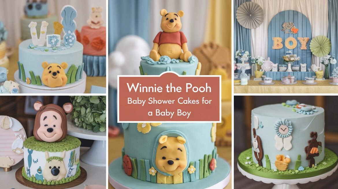 Winnie the Pooh Baby Shower Cakes for a Baby Boy