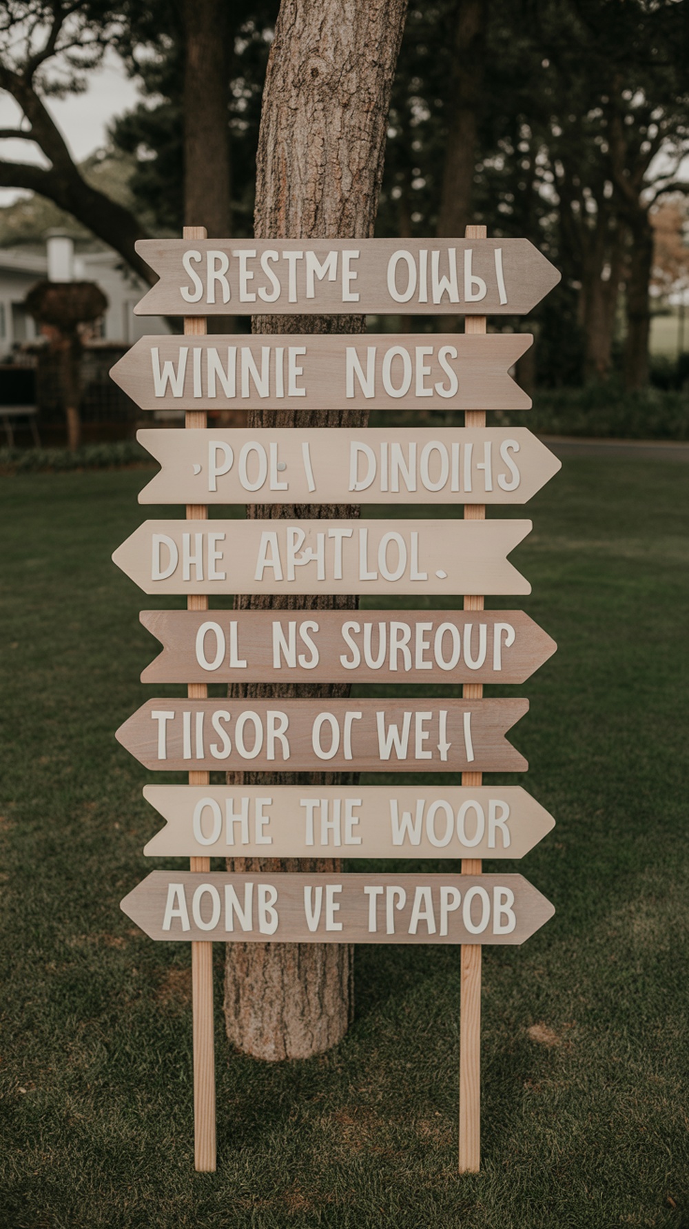 Wooden directional signs for a Winnie the Pooh themed baby shower